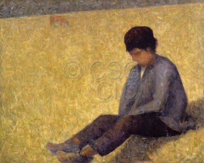 Boy Sitting in a Meadow Peasant...