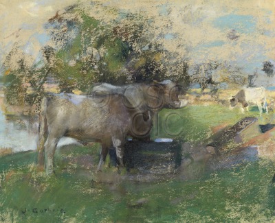 Pastureland Landscape with two...