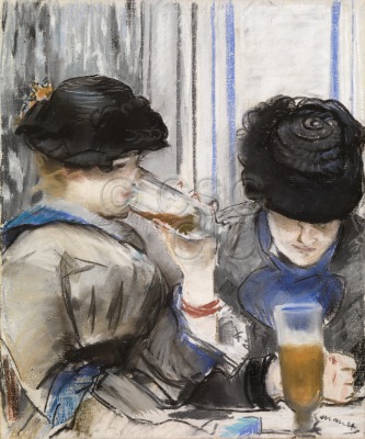 Women Drinking Beer Pastel also...