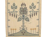 Heavy linen curtain, embroidered...