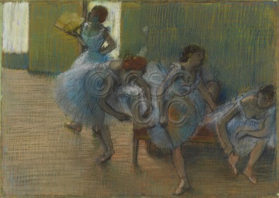 Dancers on a Bench Pastel...