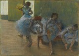 Dancers on a Bench Pastel...