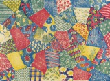 Woodblock print with a patchwork...