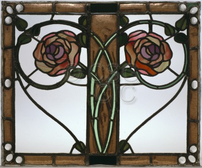 Glass and copper panel from a...